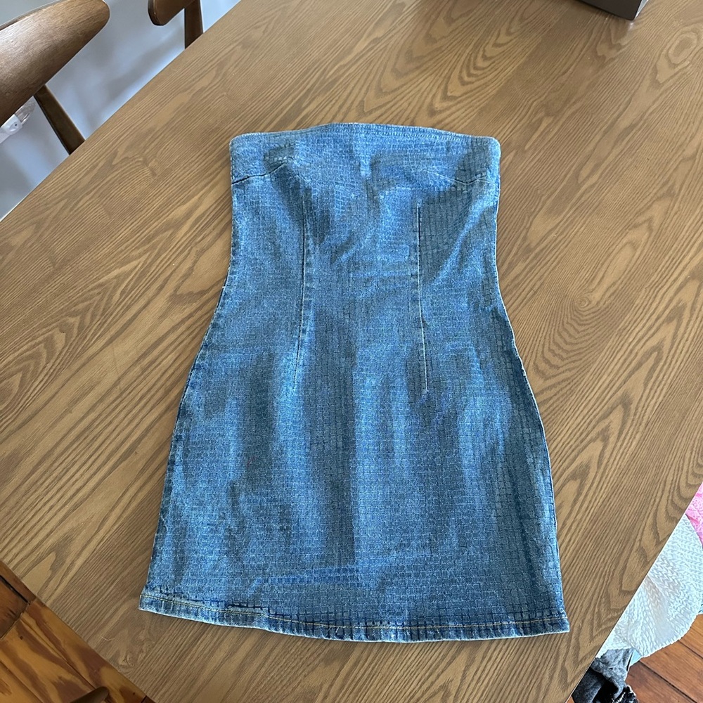 Textured denim mini dress